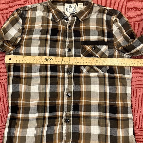 Diesel Brown White black Plaid cotton flannel long sleeve button up Shirt - Picture 6 of 16